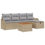 Ensemble de canapé de jardin 6 pièces vidaXL beige avec coussins poly rattan