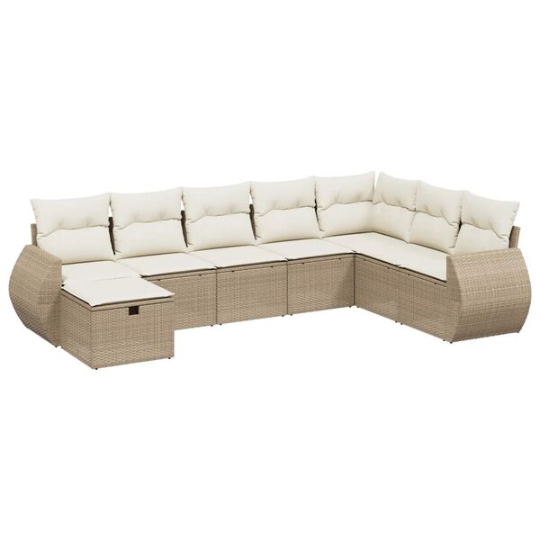 vidaXL Salon de jardin avec coussins 8 Pièces beige résine tressée