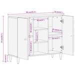 vidaXL Armoire latérale 90x33x75 cm bois massif de manguier