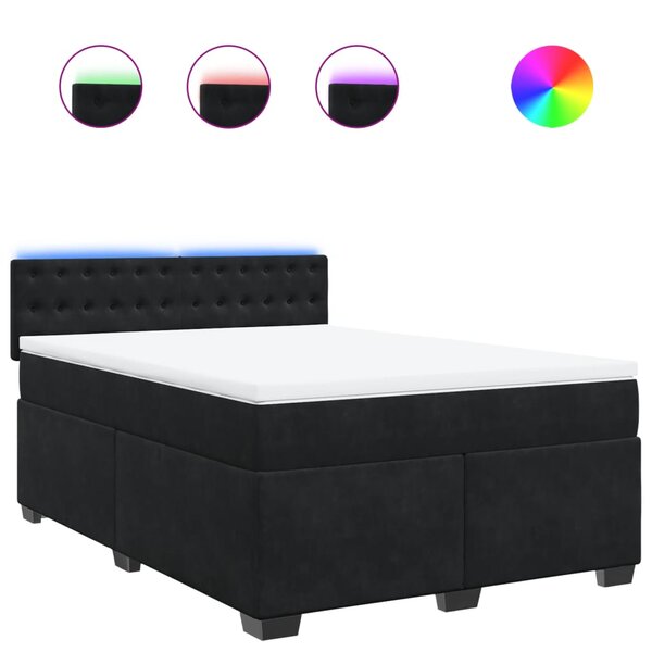 vidaXL Sommier à lattes de lit et matelas Noir 160x200 cm Velours