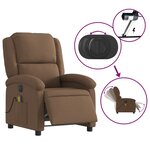 vidaXL Fauteuil inclinable de massage électrique marron tissu