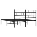 vidaXL Cadre de lit métal sans matelas et tête de lit noir 160x200 cm