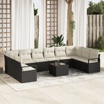 Ensemble de Canapé de Jardin 10 Pièces avec Coussins Marron Rattan Synthétique