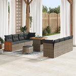 Ensemble de 11 Pièces de Canapé de Jardin avec Coussins Gris Rotin Synthétique Acacia