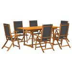 vidaXL Ensemble à manger de jardin 7Pièces bois d'acacia solide textilène