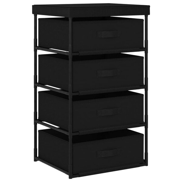 vidaXL Étagère de rangement avec 4 paniers en tissu Acier Noir