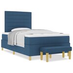 vidaXL Lit à Ressorts avec Matelas & Banc Bleu 120x200 cm Tissu