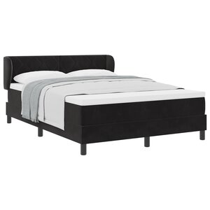 Lit Box Spring vidaXL avec Matelas Noir 160x200 cm en Velours