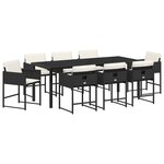 vidaXL Ensemble de Salle à Manger de Jardin 9 Pièces avec Coussins - Rattan Poly Noir
