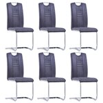 vidaXL Chaises à manger cantilever lot de 6 gris similicuir daim