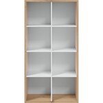 Bibliotheque étagere NOA - Blanc et chêne - 8 cases - 137 x 71 5 x 33 cm