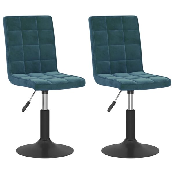vidaXL Chaises pivotantes à manger lot de 2 bleu velours