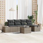 vidaXL Ensemble de canapé de jardin 6 pièces avec coussins gris en poly rotin