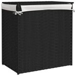vidaXL Panier à linge avec 2 sections noir 53x35x57 cm résine tressée