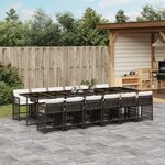 vidaXL Ensemble à manger de jardin avec coussins 13 Pièces marron rotin