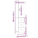 vidaXL Buffet haut Blanc 34 5x34x180 cm Bois d'ingénierie