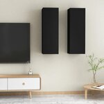 vidaXL Meubles TV 2 Pièces Noir 30 5x30x90 cm Bois d’ingénierie