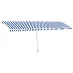 vidaXL Auvent manuel rétractable avec LED 600x300 cm Bleu et blanc