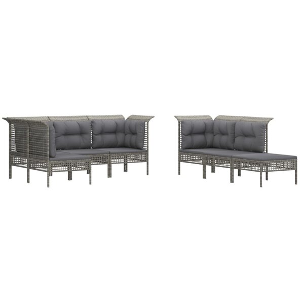 Salon de jardin meuble d'extérieur ensemble de mobilier 10 pièces avec coussins gris résine tressée 02_0015055