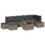vidaXL Ensemble de canapés de jardin 8 pièces avec coussins Gris en poly rattan