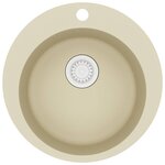 vidaXL Évier de cuisine Granit Seul lavabo Rond Beige