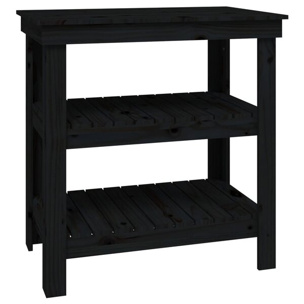 vidaXL Banc de travail Noir 78 5x50x80 cm Bois de pin massif