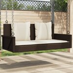 vidaXL Balancelle avec coussins marron 119x56x48 cm résine tressée