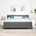 vidaXL Lit à sommier box avec matelas & lumière LED gris 200x200 cm tissu en velours côtelé