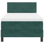 Lit Box Spring vidaXL avec Matelas et LED Vert Foncé 90x200 cm Velours