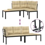 vidaXL Bancs de jardin avec coussins lot de 2 acier enduit de poudre