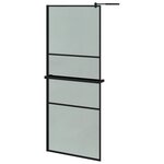 vidaXL Paroi de douche avec étagère Noir 90x195 cm Verre ESG&Aluminium