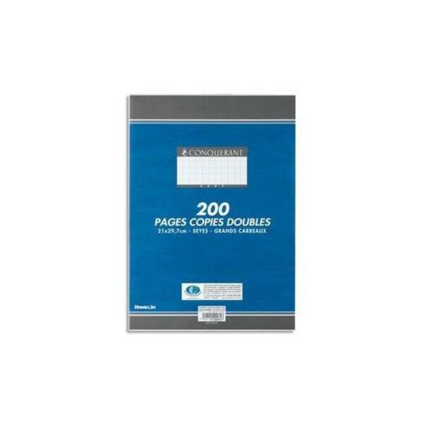 Copies doubles non perforées blanches 21x29,7cm 200pages SEYES 70g CONQUÉRANT SEPT