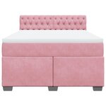 vidaXL Sommier à lattes de lit avec matelas Rose 140x190 cm Velours