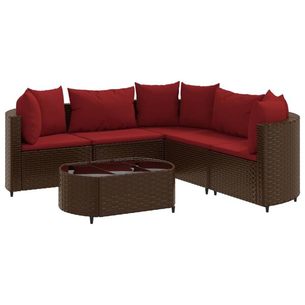 vidaXL Salon de jardin avec coussins 6 Pièces marron résine tressée