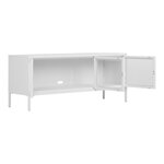 Meuble TV 3 portes vitrées acier blanc 130 x 40 x 55 cm