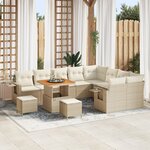 Set de 12 pièces de canapé de jardin avec coussins beige poly rattan acacia