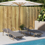 vidaXL Chaises longues lot de 2 avec coussins beige résine tressée