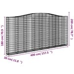 vidaXL Panier de gabions arqué 400x30x180/200 cm Fer galvanisé