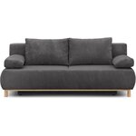 Banquette convertible 3 places MIKA - Velours côtelé gris foncé - Coffre de rangement - 192 x 84 x 93 cm