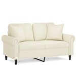 vidaXL Canapé 2 places avec oreillers décoratifs crème 120 cm velours