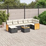 vidaXL Salon de jardin 8 Pièces avec coussins noir résine tressée