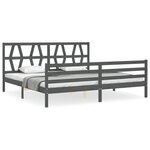 vidaXL Cadre de lit avec tête de lit gris 200x200 cm bois massif