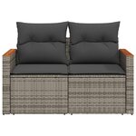 vidaXL Canapé de jardin 2 places avec coussins gris résine tressée