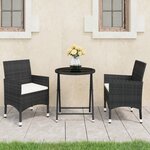 vidaXL Ensemble de bistro de jardin 3 Pièces poly rotin et verre trempé