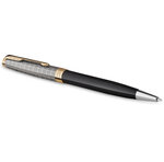 PARKER Sonnet Premium Stylo bille  métal et Noir  Recharge noire pointe moyenne  Coffret cadeau
