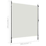 vidaXL Store roulant d'extérieur 200 x 270 cm Crème