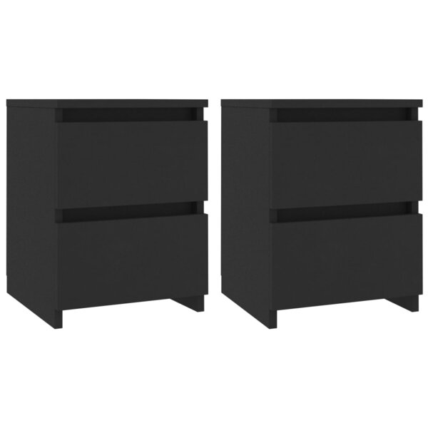 vidaXL Tables de chevet 2 Pièces Noir 30x30x40 cm Bois d'ingénierie