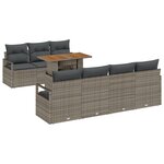 Ensemble de Sofas de Jardin avec Coussins de 8 Pièces Gris Poly Rattan Acacia