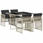 vidaXL Ensemble à manger de jardin et coussins 5 Pièces gris clair rotin