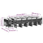 vidaXL Ensemble à manger de jardin avec coussins 15 Pièces marron rotin